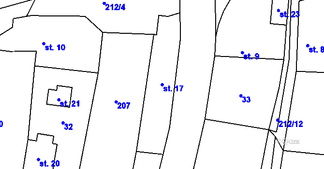 Parcela st. 17 v KÚ Ostrov u Ouběnic, Katastrální mapa