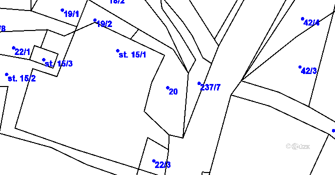 Parcela st. 20 v KÚ Ostrov u Ouběnic, Katastrální mapa