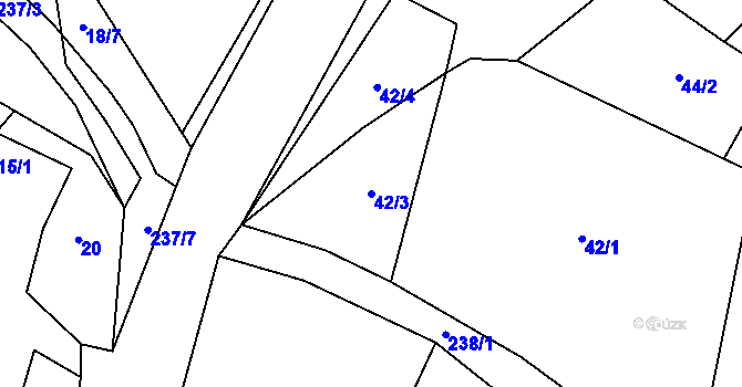 Parcela st. 42/3 v KÚ Ostrov u Ouběnic, Katastrální mapa