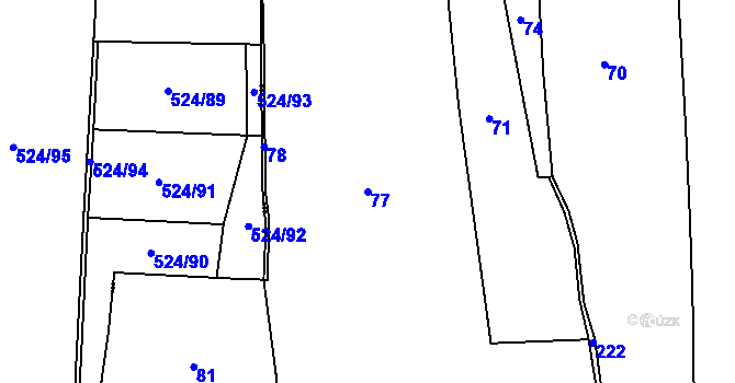 Parcela st. 77 v KÚ Ostrov u Ouběnic, Katastrální mapa