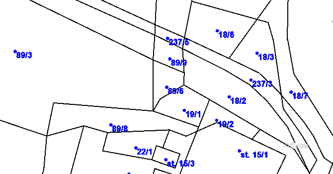 Parcela st. 89/6 v KÚ Ostrov u Ouběnic, Katastrální mapa