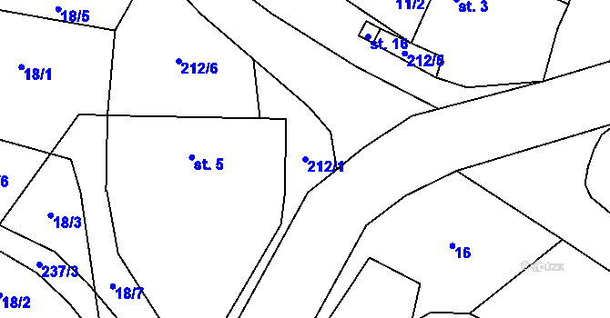 Parcela st. 212/1 v KÚ Ostrov u Ouběnic, Katastrální mapa