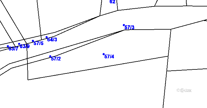 Parcela st. 57/4 v KÚ Ostrov u Ouběnic, Katastrální mapa