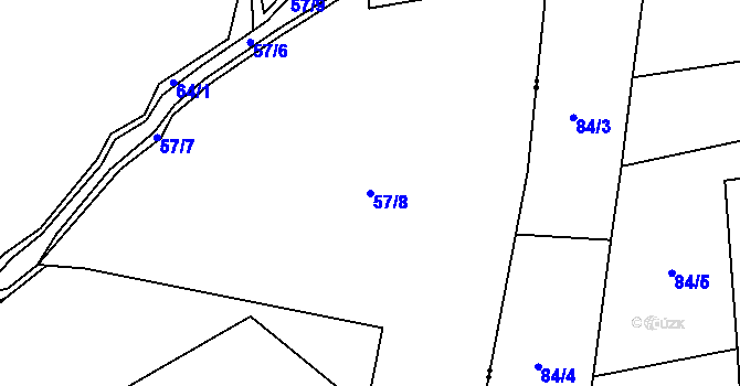 Parcela st. 57/8 v KÚ Ostrov u Ouběnic, Katastrální mapa