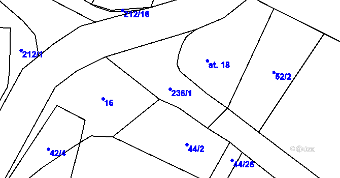 Parcela st. 236/1 v KÚ Ostrov u Ouběnic, Katastrální mapa