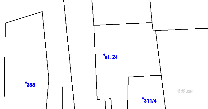 Parcela st. 24 v KÚ Ouběnice u Dobříše, Katastrální mapa
