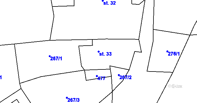 Parcela st. 33 v KÚ Ouběnice u Dobříše, Katastrální mapa