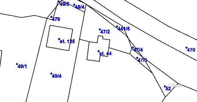 Parcela st. 44 v KÚ Ouběnice u Dobříše, Katastrální mapa