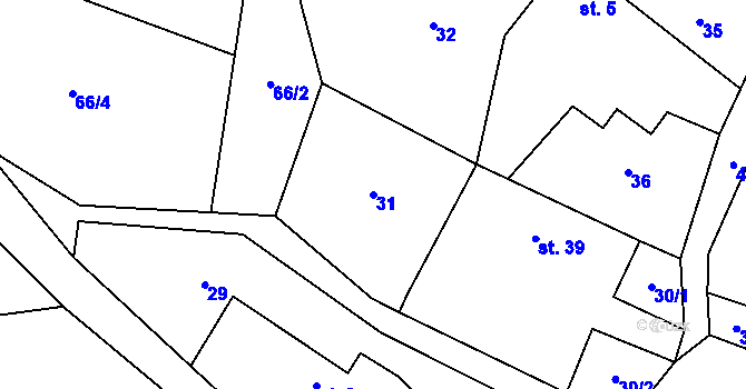 Parcela st. 31 v KÚ Ouběnice u Dobříše, Katastrální mapa