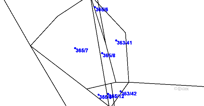 Parcela st. 365/8 v KÚ Ouběnice u Dobříše, Katastrální mapa