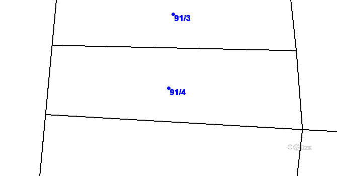 Parcela st. 91/4 v KÚ Ouběnice u Dobříše, Katastrální mapa