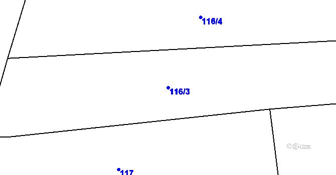 Parcela st. 116/3 v KÚ Ouběnice u Dobříše, Katastrální mapa
