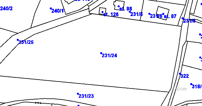 Parcela st. 231/24 v KÚ Ouběnice u Dobříše, Katastrální mapa