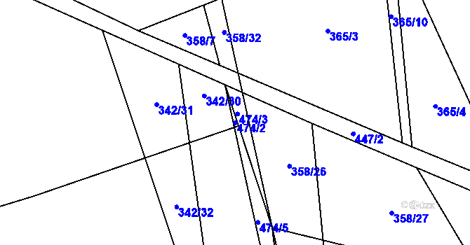 Parcela st. 474/2 v KÚ Ouběnice u Dobříše, Katastrální mapa
