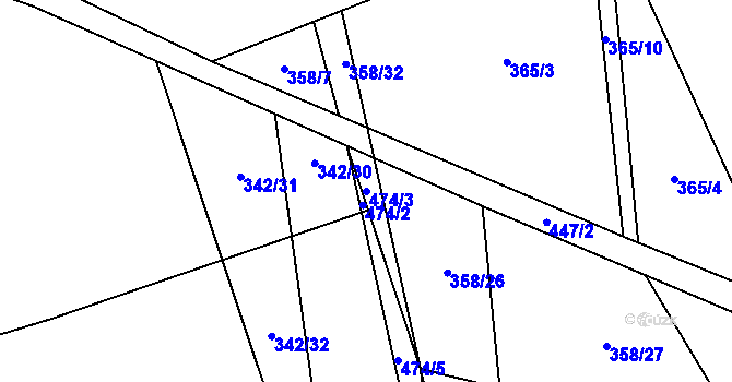 Parcela st. 474/3 v KÚ Ouběnice u Dobříše, Katastrální mapa