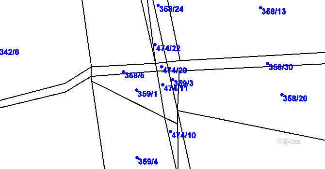 Parcela st. 474/11 v KÚ Ouběnice u Dobříše, Katastrální mapa