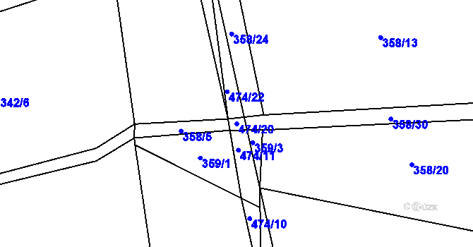 Parcela st. 474/20 v KÚ Ouběnice u Dobříše, Katastrální mapa