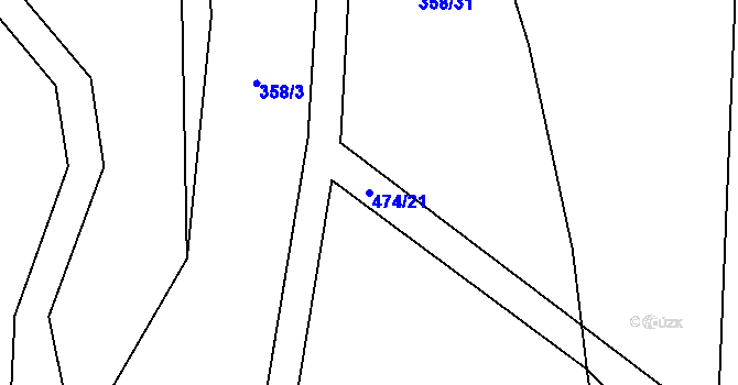 Parcela st. 474/21 v KÚ Ouběnice u Dobříše, Katastrální mapa