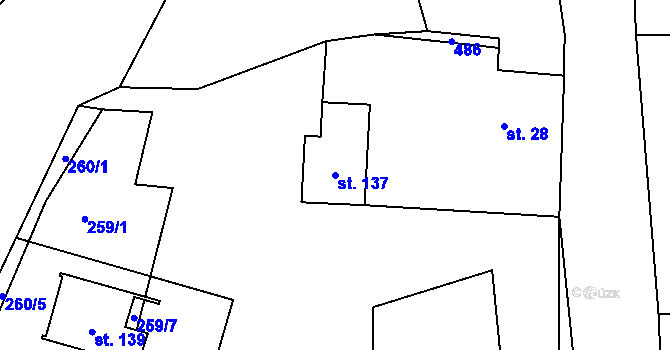 Parcela st. 137 v KÚ Ouběnice u Dobříše, Katastrální mapa