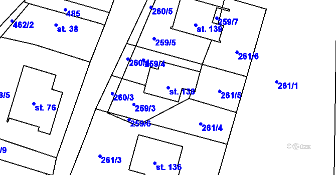 Parcela st. 138 v KÚ Ouběnice u Dobříše, Katastrální mapa