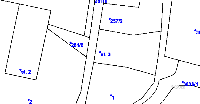 Parcela st. 3 v KÚ Oucmanice, Katastrální mapa