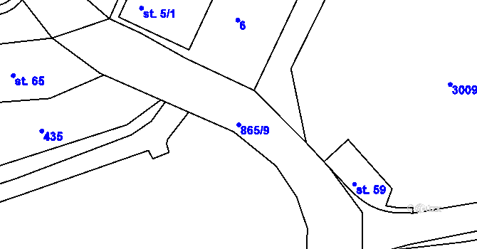 Parcela st. 865/9 v KÚ Oucmanice, Katastrální mapa