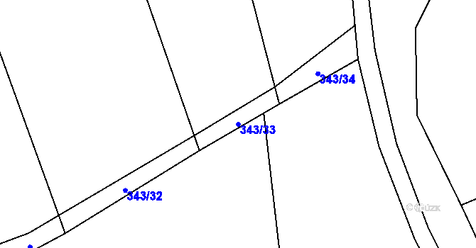 Parcela st. 343/33 v KÚ Jitkov, Katastrální mapa