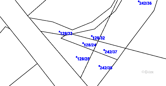 Parcela st. 128/24 v KÚ Jitkov, Katastrální mapa