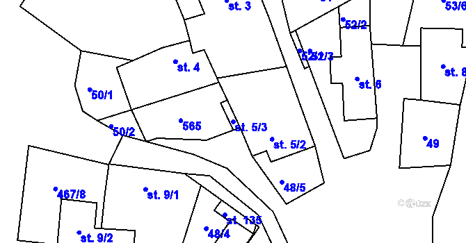Parcela st. 5/3 v KÚ Jitkov, Katastrální mapa