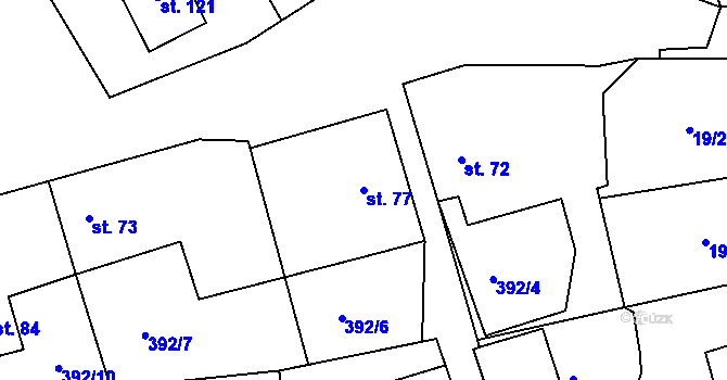 Parcela st. 77 v KÚ Jitkov, Katastrální mapa