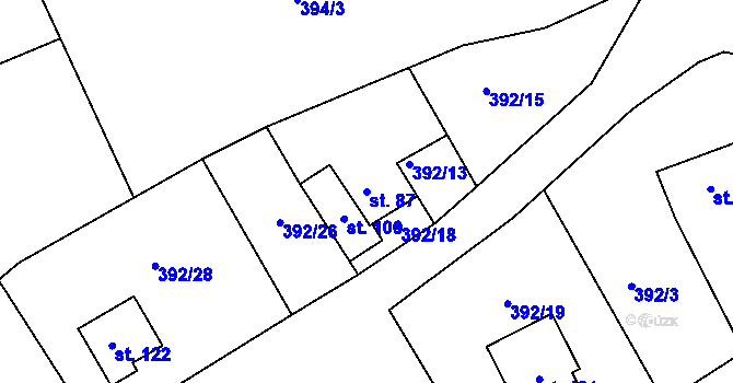 Parcela st. 87 v KÚ Jitkov, Katastrální mapa