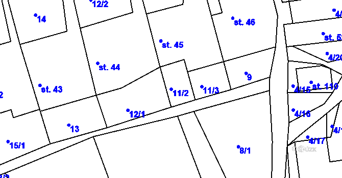 Parcela st. 11/2 v KÚ Jitkov, Katastrální mapa