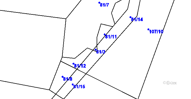 Parcela st. 81/3 v KÚ Jitkov, Katastrální mapa