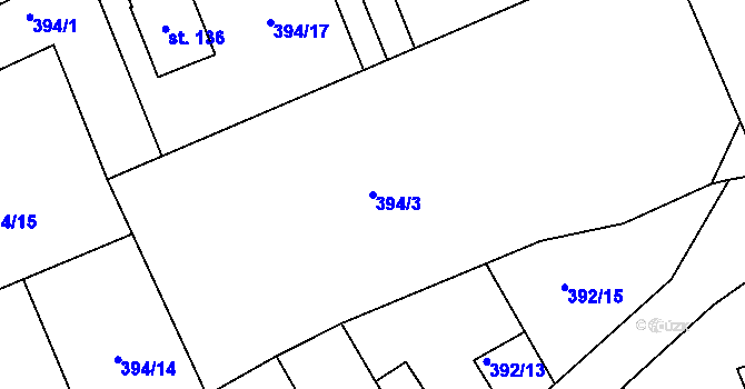 Parcela st. 394/3 v KÚ Jitkov, Katastrální mapa