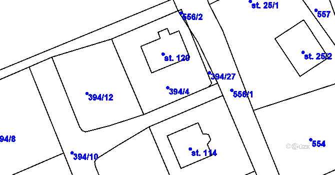 Parcela st. 394/4 v KÚ Jitkov, Katastrální mapa