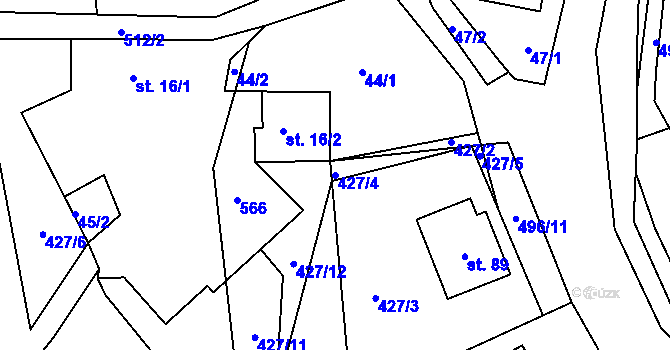 Parcela st. 427/4 v KÚ Jitkov, Katastrální mapa
