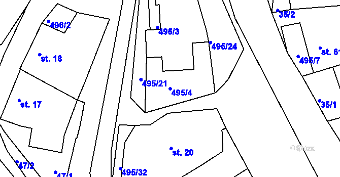 Parcela st. 495/4 v KÚ Jitkov, Katastrální mapa