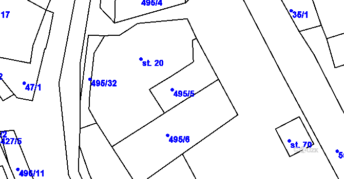 Parcela st. 495/5 v KÚ Jitkov, Katastrální mapa