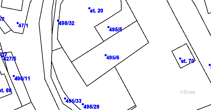 Parcela st. 495/6 v KÚ Jitkov, Katastrální mapa