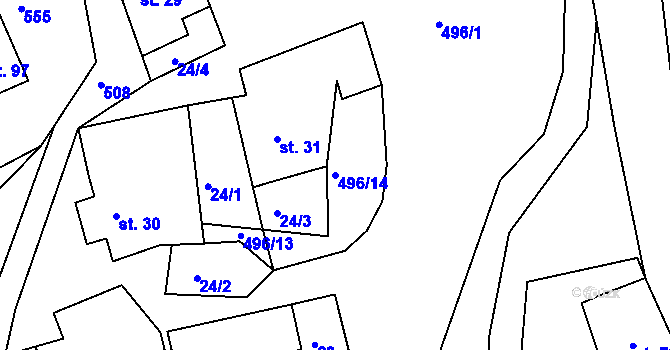 Parcela st. 496/14 v KÚ Jitkov, Katastrální mapa