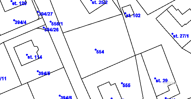 Parcela st. 554 v KÚ Jitkov, Katastrální mapa