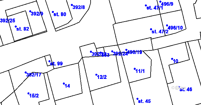 Parcela st. 563 v KÚ Jitkov, Katastrální mapa