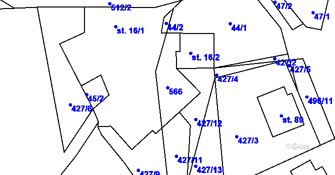Parcela st. 566 v KÚ Jitkov, Katastrální mapa