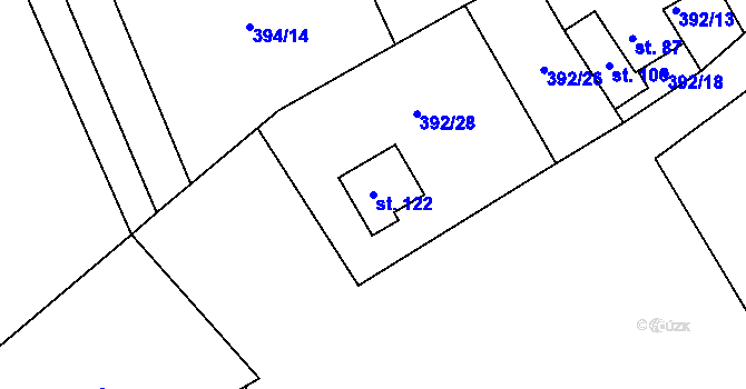 Parcela st. 122 v KÚ Jitkov, Katastrální mapa