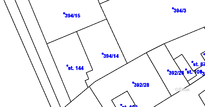 Parcela st. 394/14 v KÚ Jitkov, Katastrální mapa