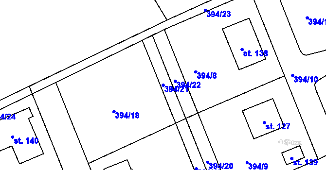 Parcela st. 394/21 v KÚ Jitkov, Katastrální mapa