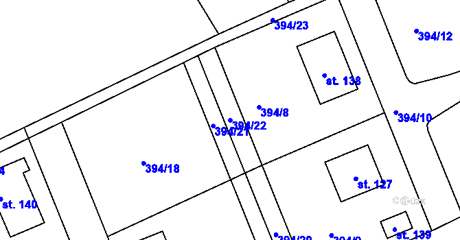 Parcela st. 394/22 v KÚ Jitkov, Katastrální mapa