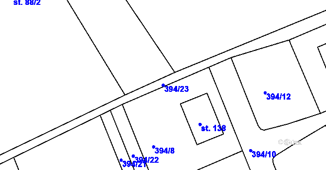 Parcela st. 394/23 v KÚ Jitkov, Katastrální mapa