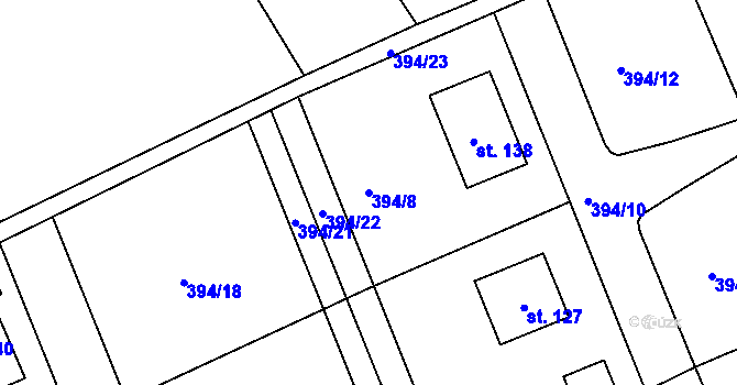 Parcela st. 394/8 v KÚ Jitkov, Katastrální mapa