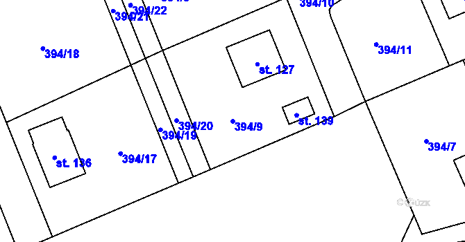 Parcela st. 394/9 v KÚ Jitkov, Katastrální mapa